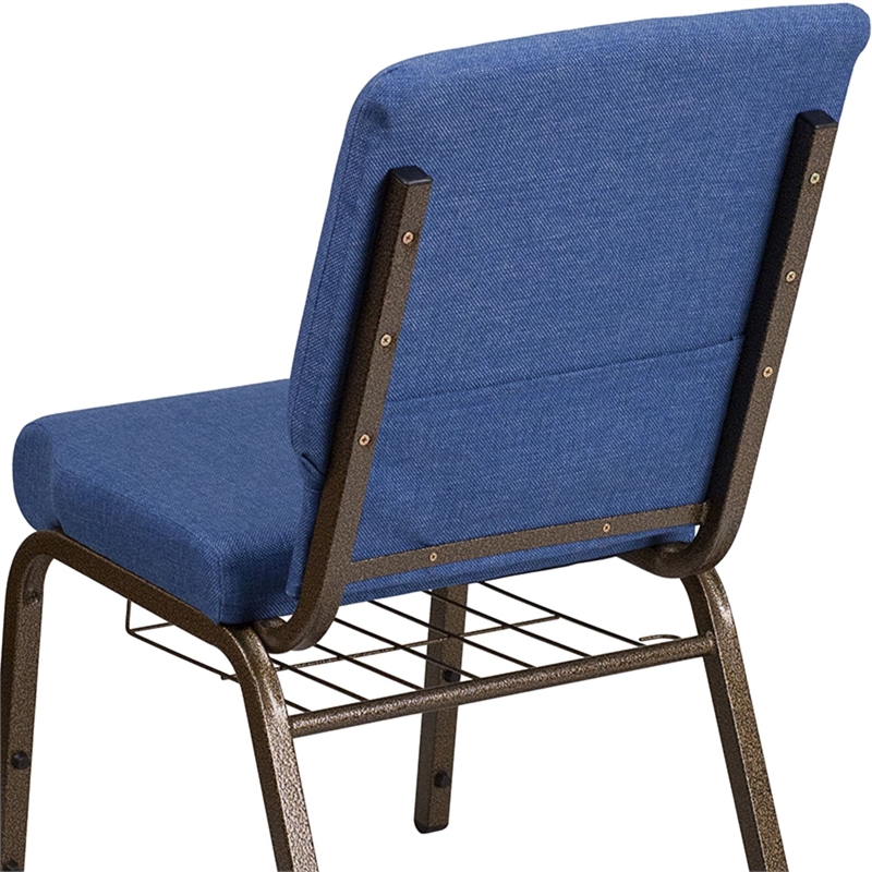 Flash Furniture Hercules Fabric Church Chair in Blue and Goldvein