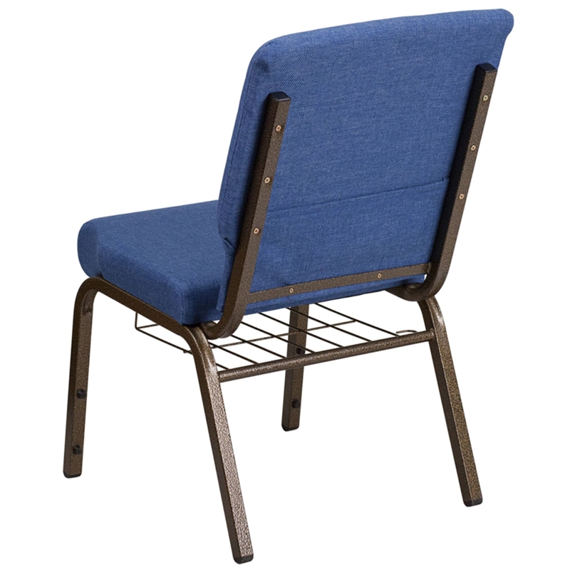 Flash Furniture Hercules Fabric Church Chair in Blue and Goldvein