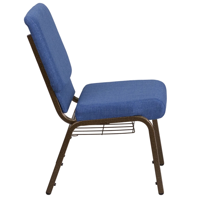 Flash Furniture Hercules Fabric Church Chair in Blue and Goldvein