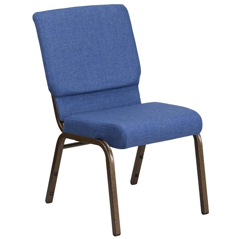 Flash Furniture Hercules Fabric Church Chair in Blue and Goldvein