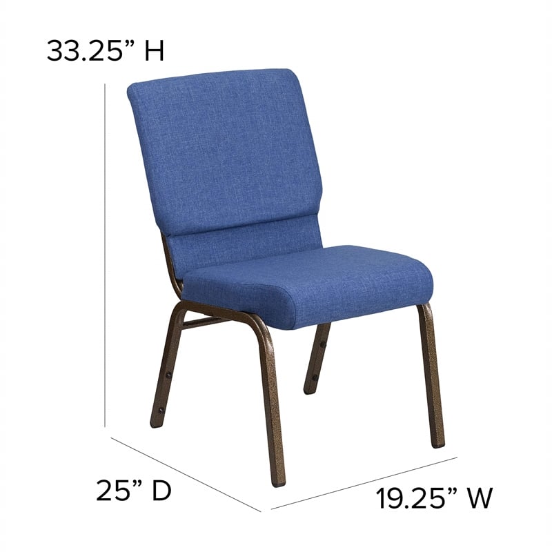 Flash Furniture Hercules Fabric Church Chair in Blue and Goldvein