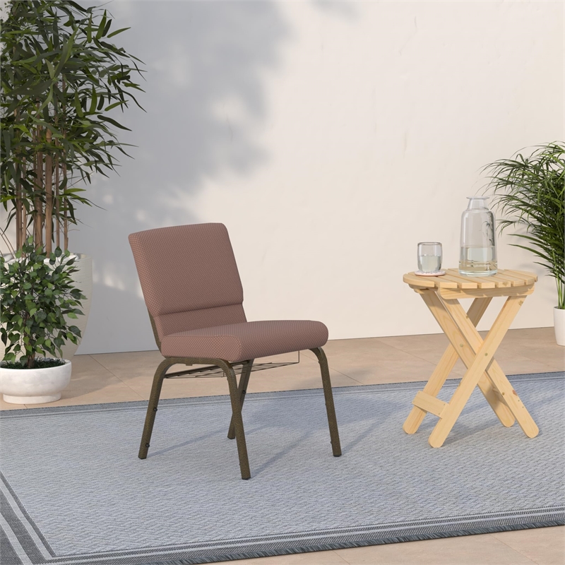 Flash Furniture Hercules Fabric Church Chair in Brown and Goldvein