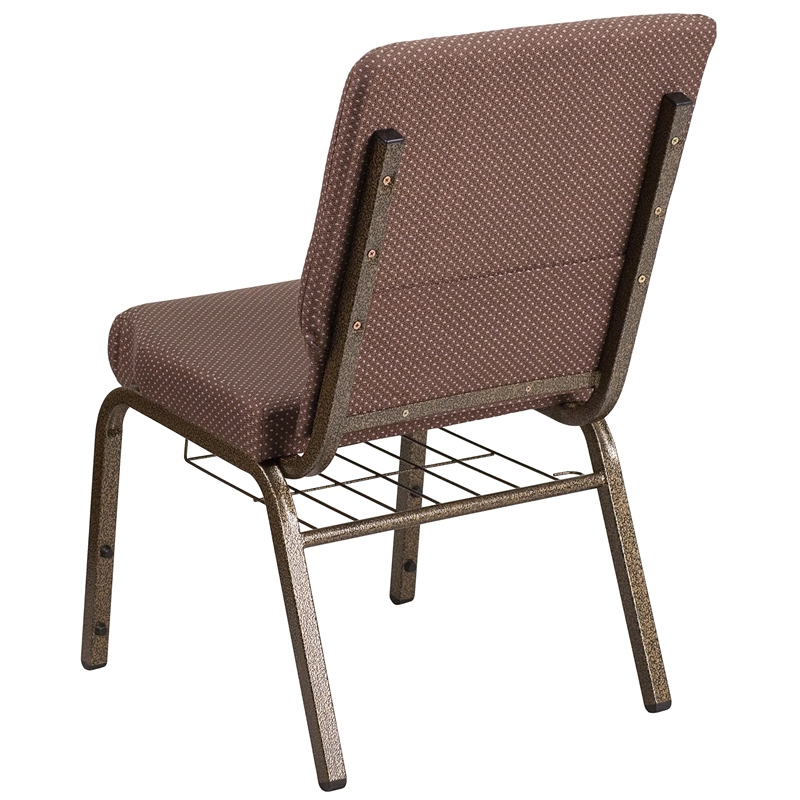 Flash Furniture Hercules Fabric Church Chair in Brown and Goldvein