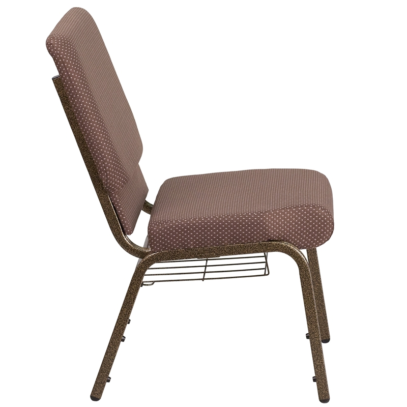 Flash Furniture Hercules Fabric Church Chair in Brown and Goldvein