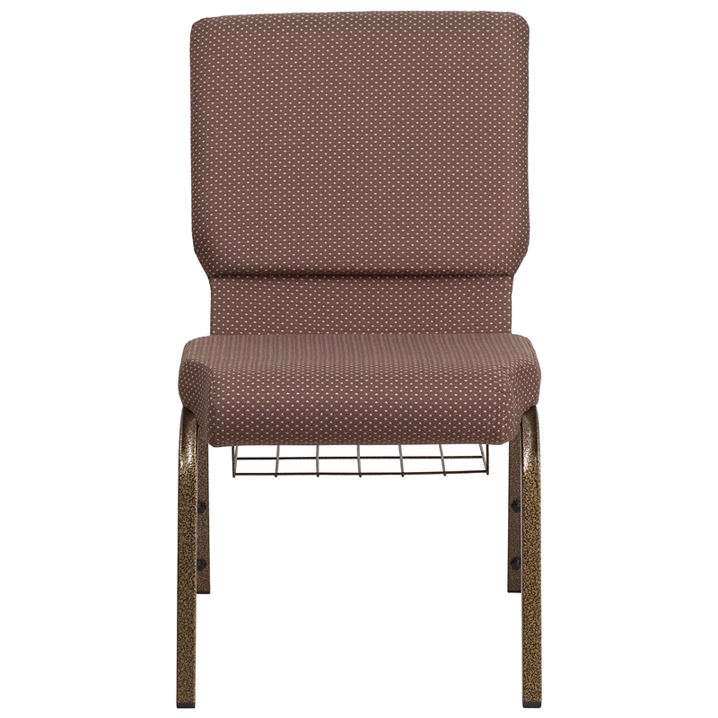 Flash Furniture Hercules Fabric Church Chair in Brown and Goldvein