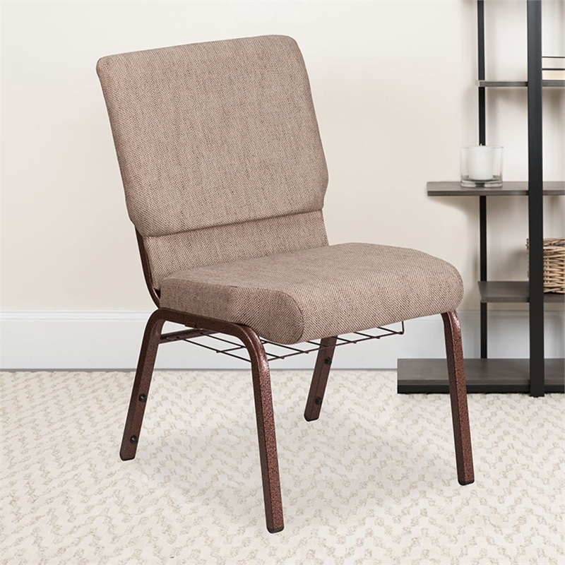 Flash Furniture Hercules Fabric Church Chair in Gray and Silvervein