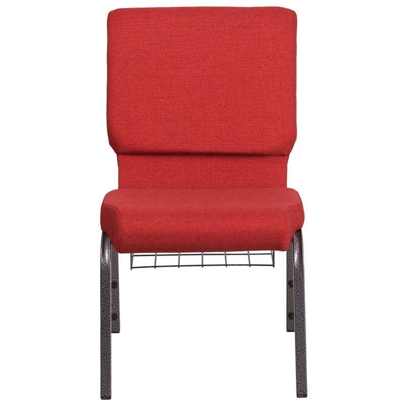 Flash Furniture Hercules Fabric Church Chair in Red and Silvervein