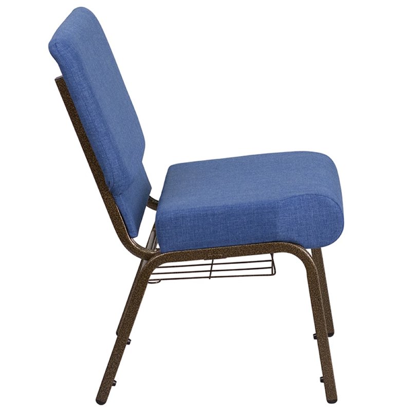 Flash Furniture Hercules Fabric Church Chair in Blue and Goldvein