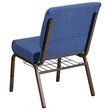 Flash Furniture Hercules Fabric Church Chair in Blue and Goldvein