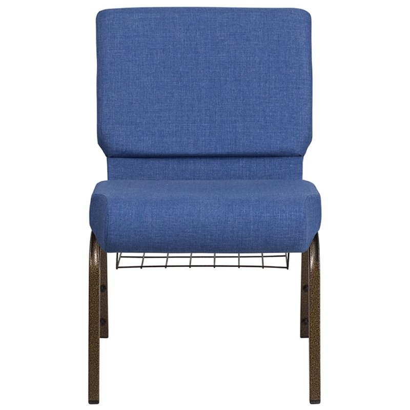 Flash Furniture Hercules Fabric Church Chair in Blue and Goldvein