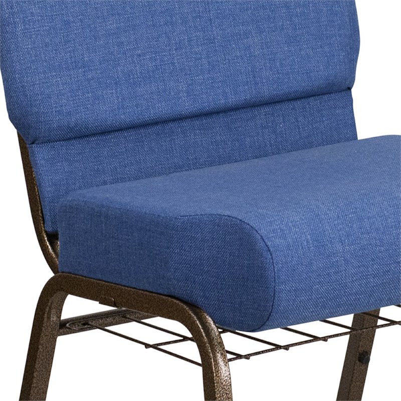 Flash Furniture Hercules Fabric Church Chair in Blue and Goldvein