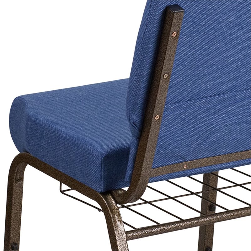 Flash Furniture Hercules Fabric Church Chair in Blue and Goldvein