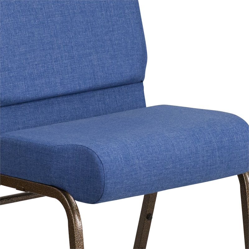 Flash Furniture Hercules Fabric Church Chair in Blue and Goldvein