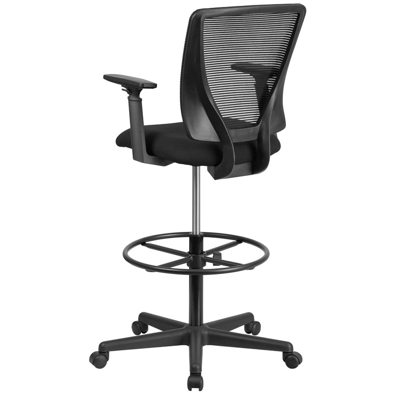 Flash Furniture Ergonomic Mid Back Mesh Swivel Drafting Stool in Black