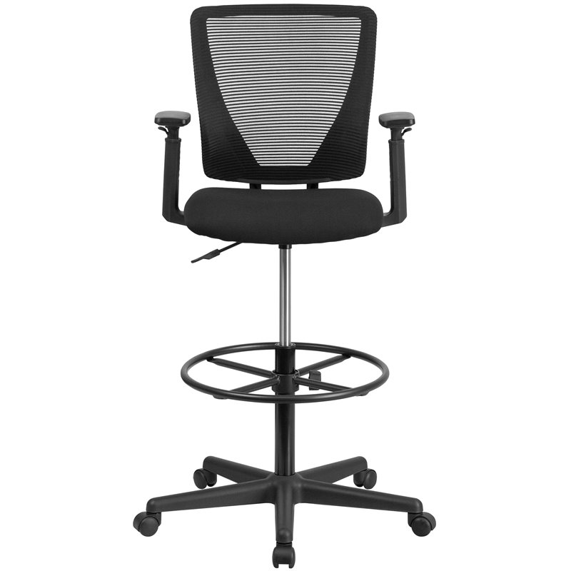 Flash Furniture Ergonomic Mid Back Mesh Swivel Drafting Stool in Black