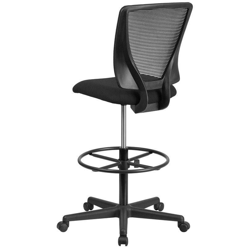Flash Furniture Ergonomic Mid Back Mesh Swivel Drafting Stool in Black
