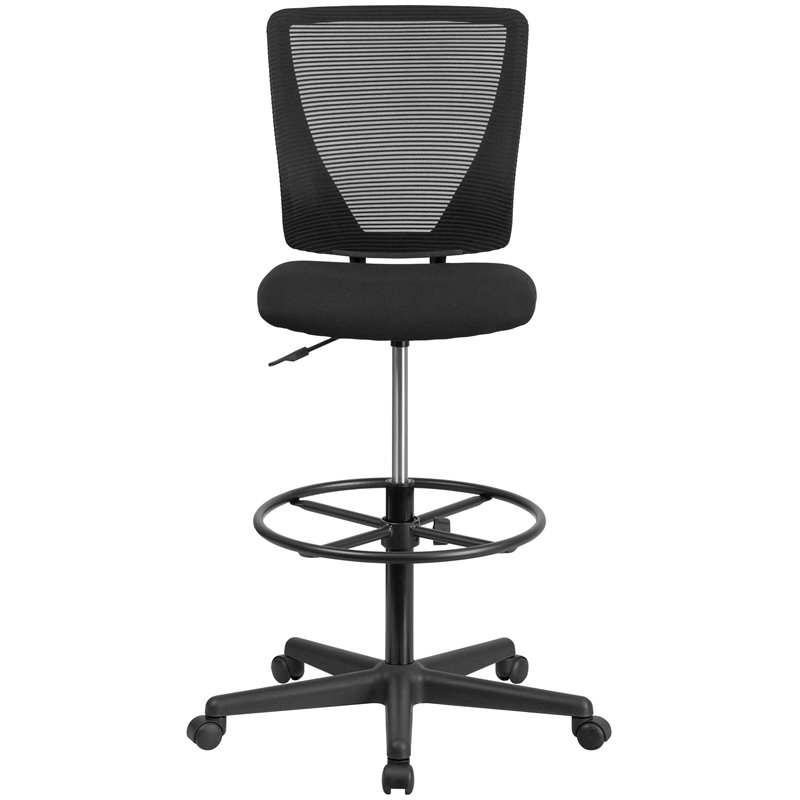 Flash Furniture Ergonomic Mid Back Mesh Swivel Drafting Stool in Black