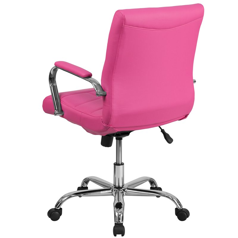 Flash Furniture Mid Back Faux Leather Swivel Office Chair in Pink