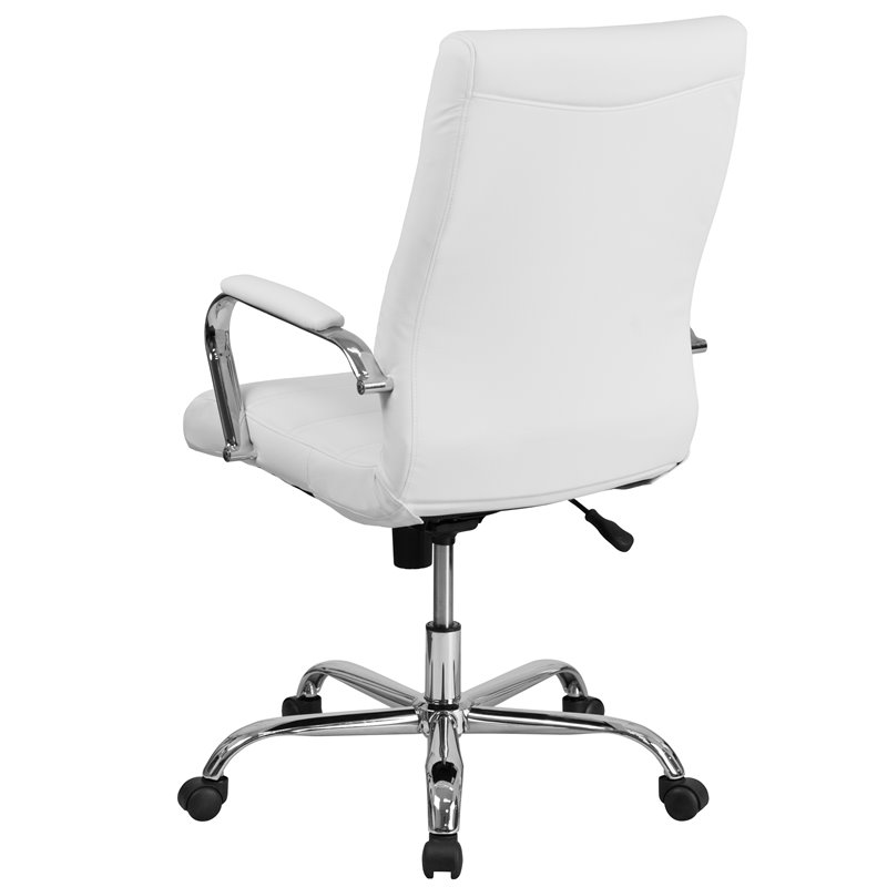 Flash Furniture High Back Leather Office Swivel Chair in White and Chrome