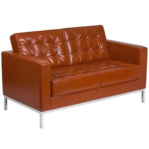 flash furniture hercules lacey contemporary leather tufted reception loveseat