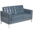 Flash Furniture Lacey Leather Reception Loveseat in Gray
