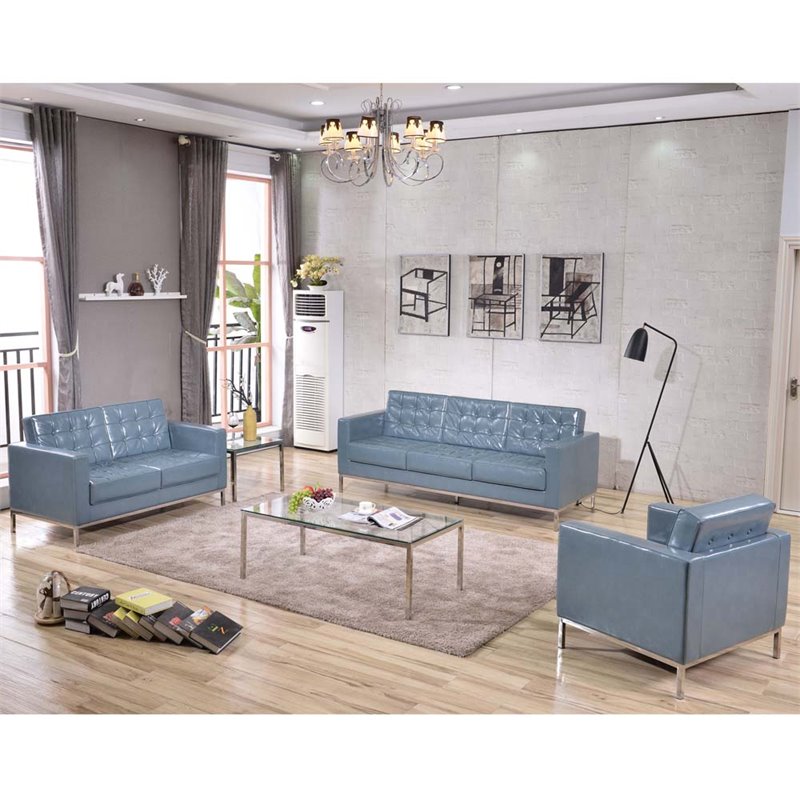 Leather Reception Sofa In Gray