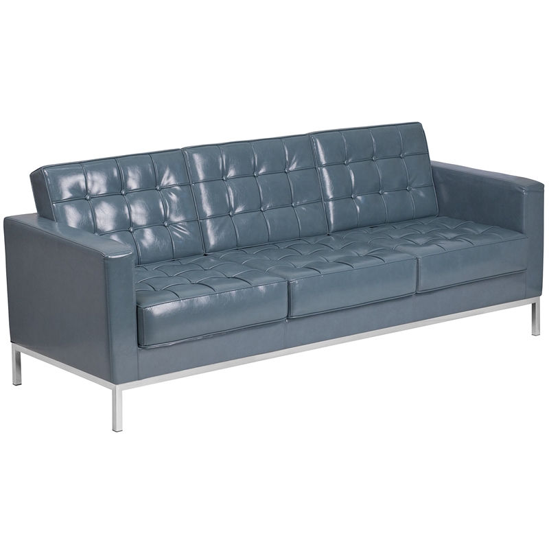 Flash Furniture Lacey Leather Reception Sofa in Gray