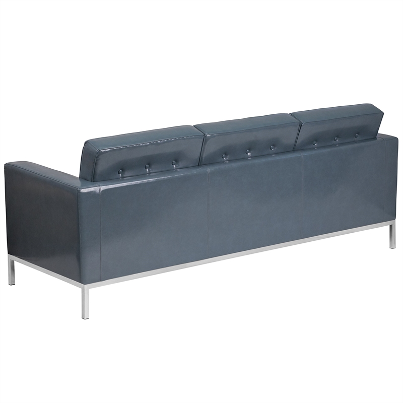 Flash Furniture Lacey Leather Reception Sofa in Gray