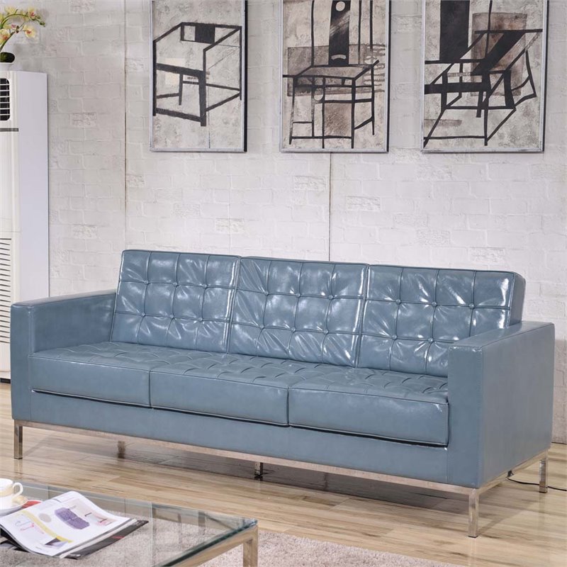 Leather Reception Sofa In Gray Zb Lacey 831 2 Gy Gg Leather Reception Sofa In Gray