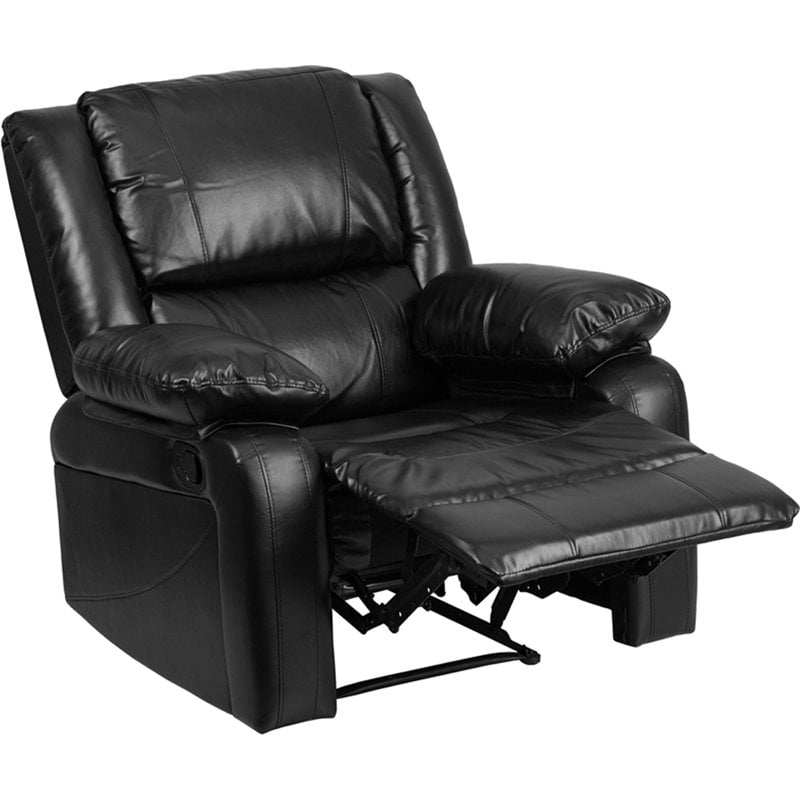 Flash Furniture Harmony 3 Piece Leather Reclining Sofa Set in Black
