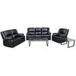 Flash Furniture Harmony 3 Piece Leather Reclining Sofa Set in Black
