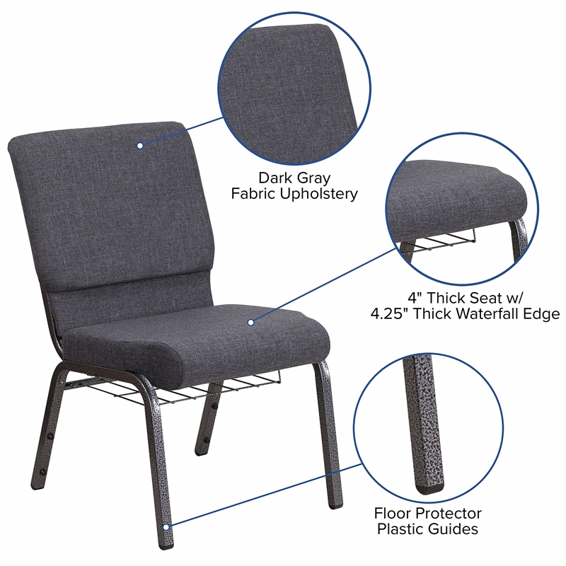 Flash Furniture Fabric Church Chair in Gray