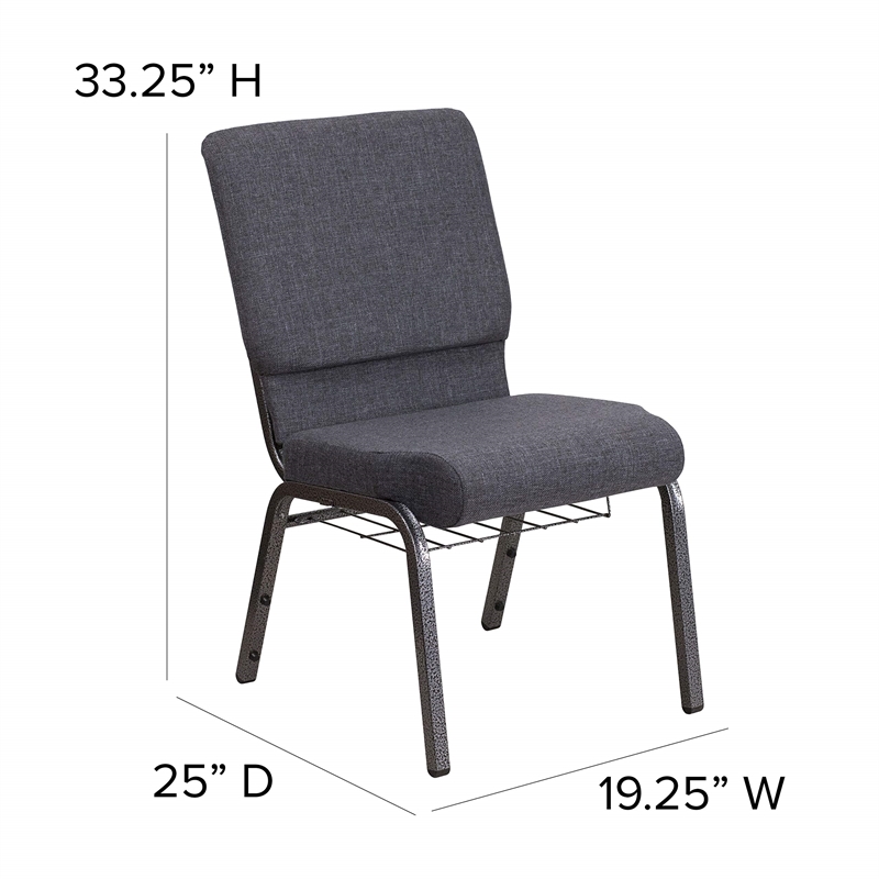 Flash Furniture Fabric Church Chair in Gray
