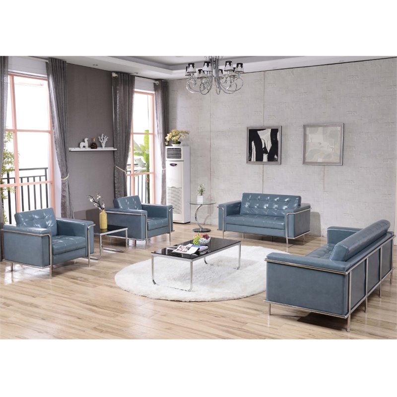 Flash Furniture Faux Leather Loveseat in Gray