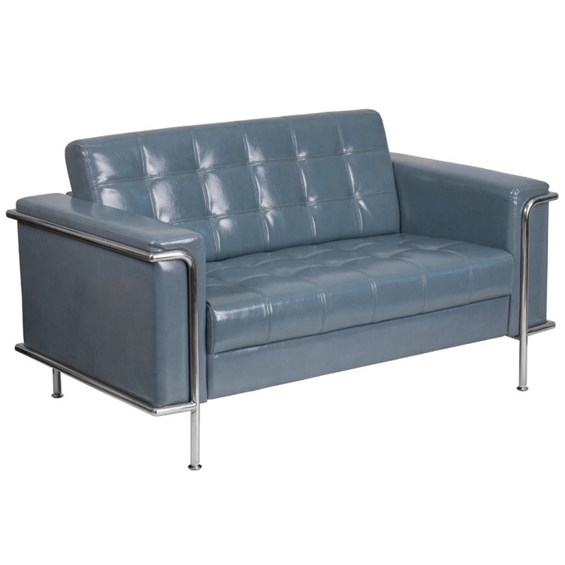 Flash Furniture Faux Leather Loveseat in Gray