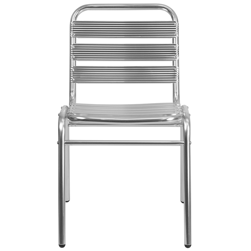 Flash Furniture Armless Chair With Slat Back in Gray