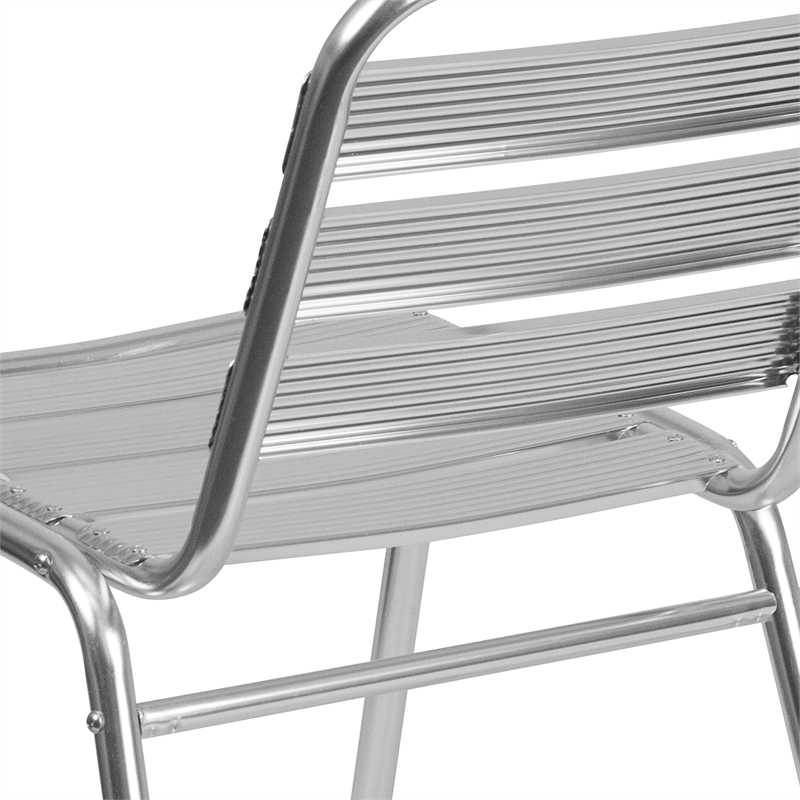 Flash Furniture Armless Chair With Slat Back in Gray