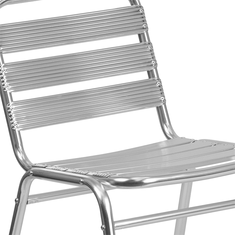 Flash Furniture Armless Chair With Slat Back in Gray
