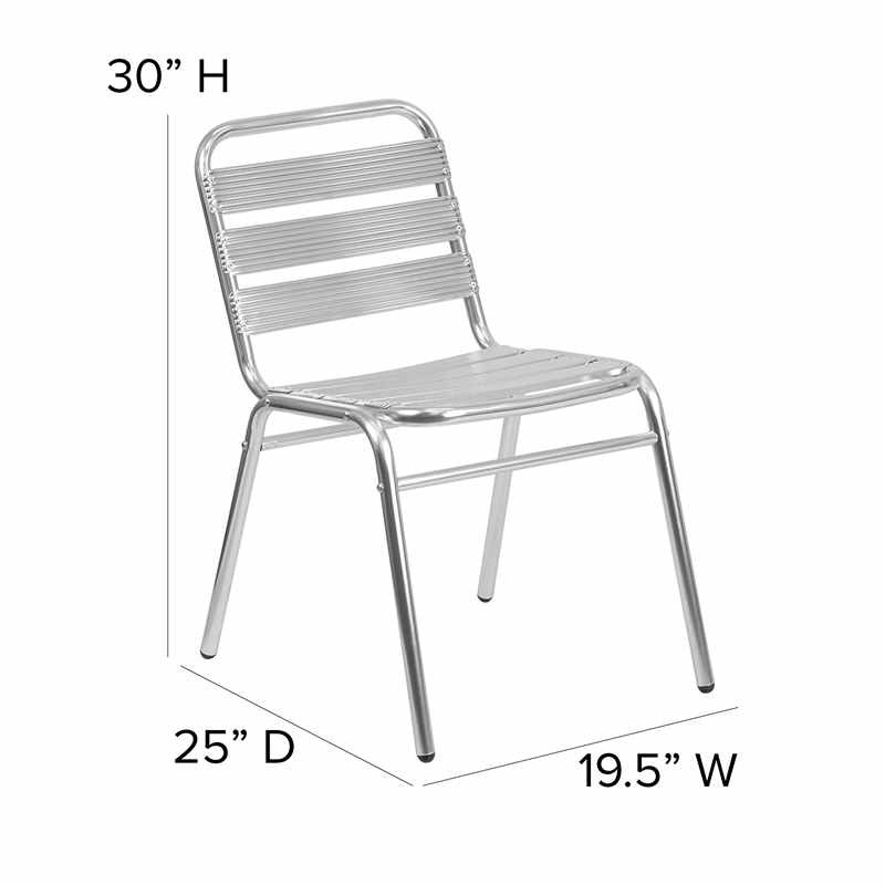 Flash Furniture Armless Chair With Slat Back in Gray
