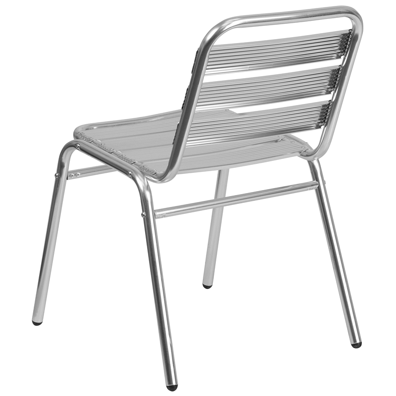 Flash Furniture Armless Chair With Slat Back in Gray