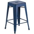 Flash Furniture 24&quot Metal Backless Counter Stool in Distressed Blue