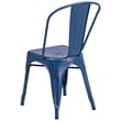 Flash Furniture Metal Curved Slat Back Dining Side Chair in Distressed Blue