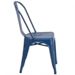 Flash Furniture Metal Curved Slat Back Dining Side Chair in Distressed Blue