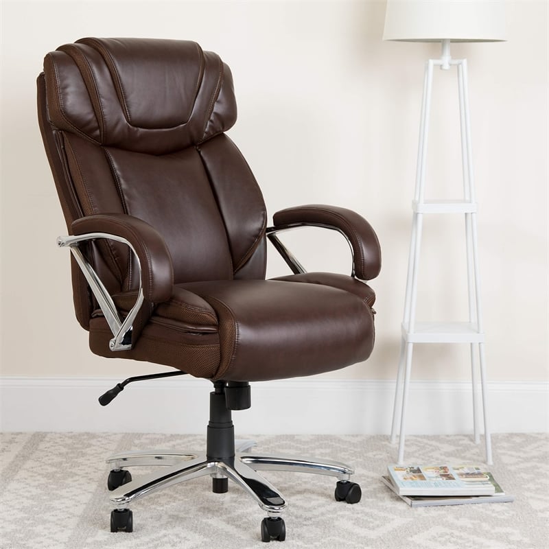 Flash Furniture Hercules Big and Tall Leather Office Chair In Brown