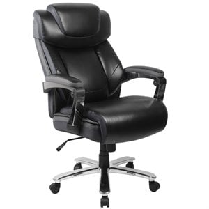 Flash Furniture Hercules Big and Tall Leather Office Swivel Chair In Black