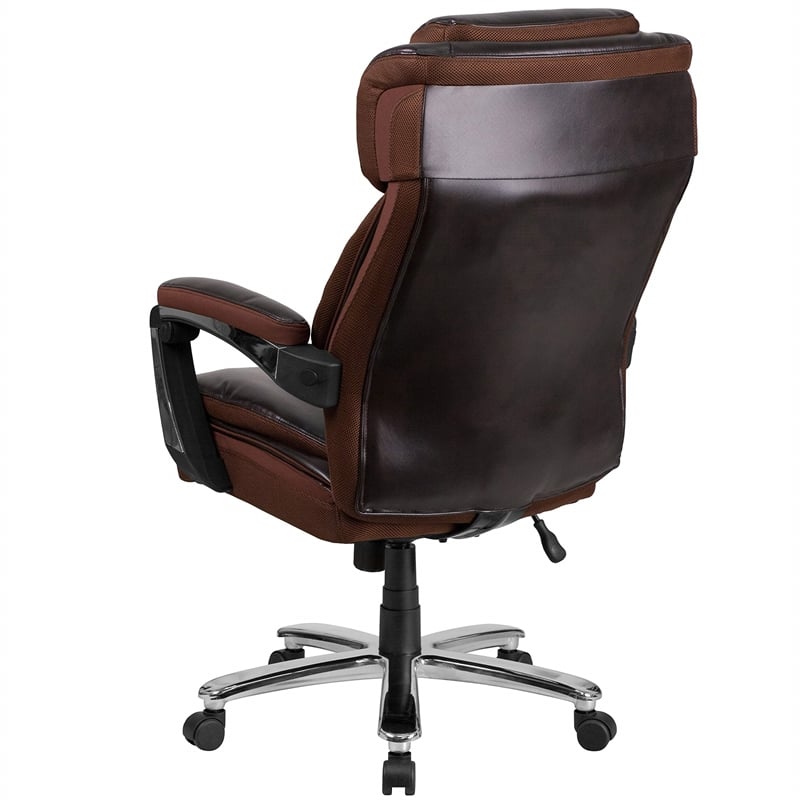 Flash Furniture Big and Tall Leather Office Swivel Chair in Black and Brown