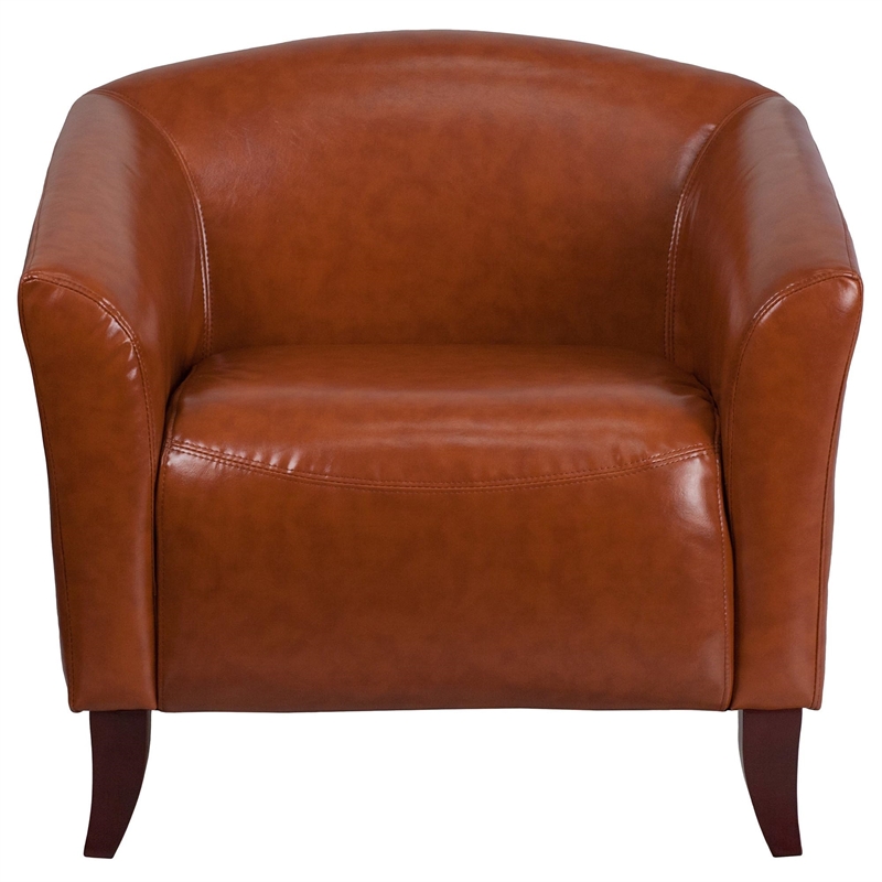 Flash Furniture Imperial Leather Reception Chair in Cognac