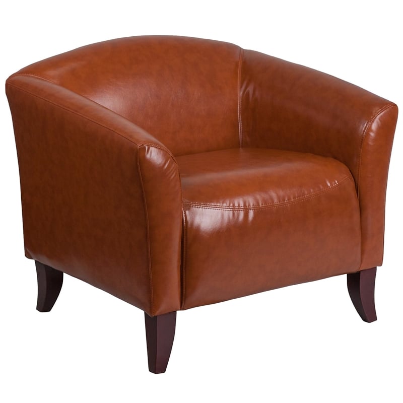 Flash Furniture Imperial Leather Reception Chair in Cognac