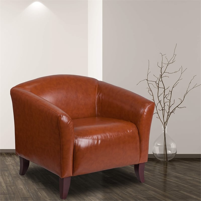 Flash Furniture Imperial Leather Reception Chair in Cognac
