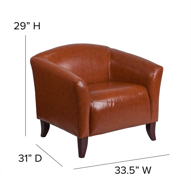 Flash Furniture Imperial Leather Reception Chair in Cognac